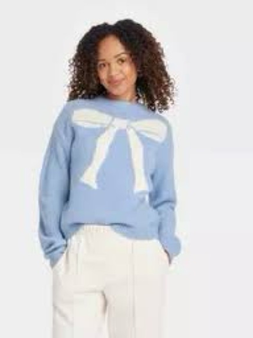 A New Day Blue Bow Sweater Size Small